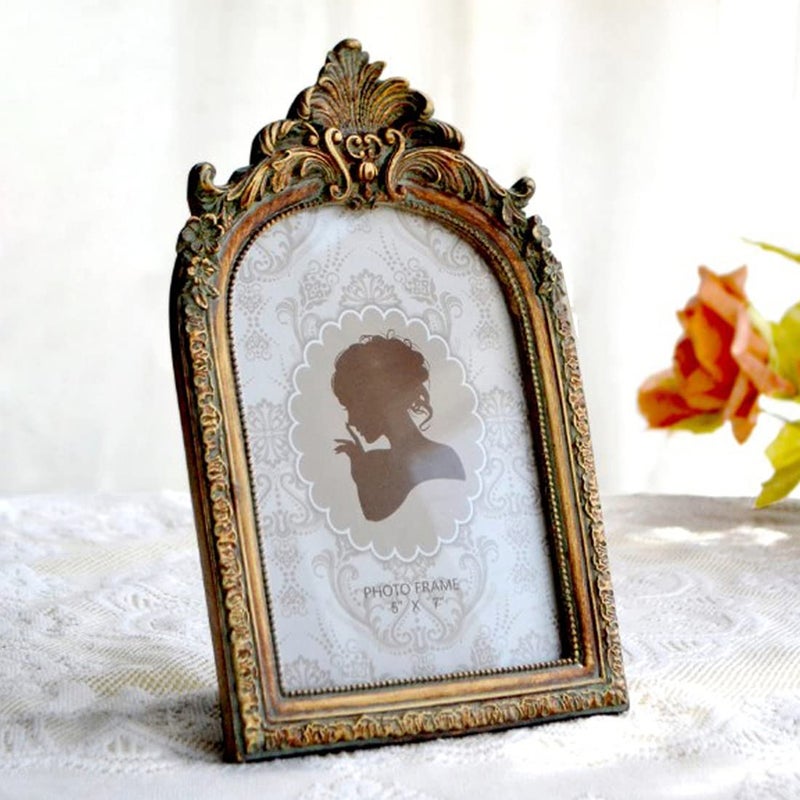 CISOO Vintage Picture Frame 5x7 Antique Photo Frame Table Top Display and Wall Hanging Home Decor, Ornate Photo Gallary Art, Bronze Gold - Image 2